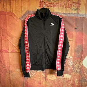 Kappa Banda Track Jacket Black Red Logo Tape Zip Small Y2K Streetwear